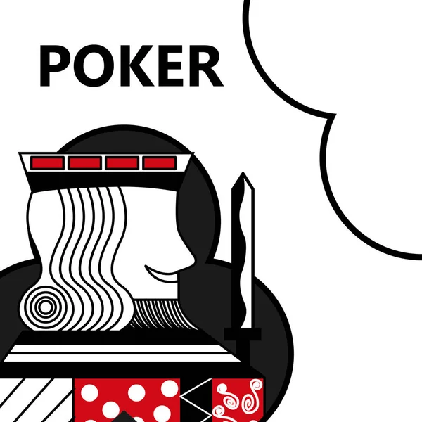 Poker tarjeta de juego rey con espada en los clubes de signos — Vector de stock