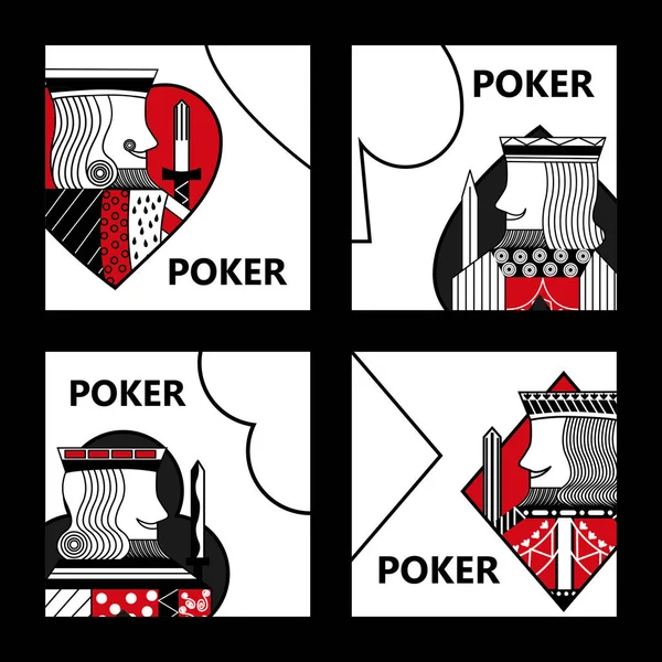 Poker karty znamení král casino gamble set — Stockový vektor