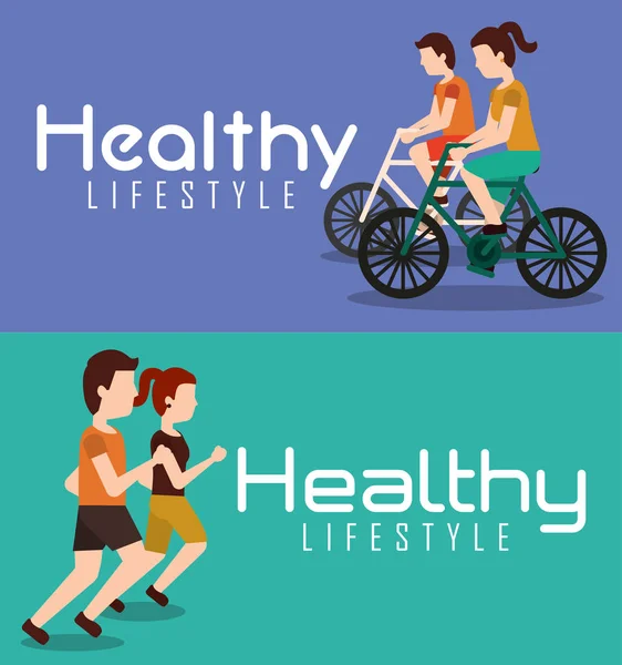 Sport banners mensen gezonde levensstijl activiteit — Stockvector