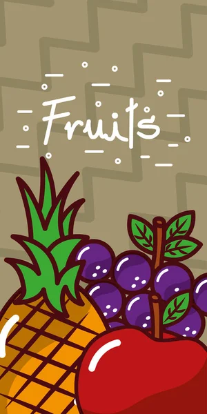 Banners de frutas nutrição fresca e natural — Vetor de Stock