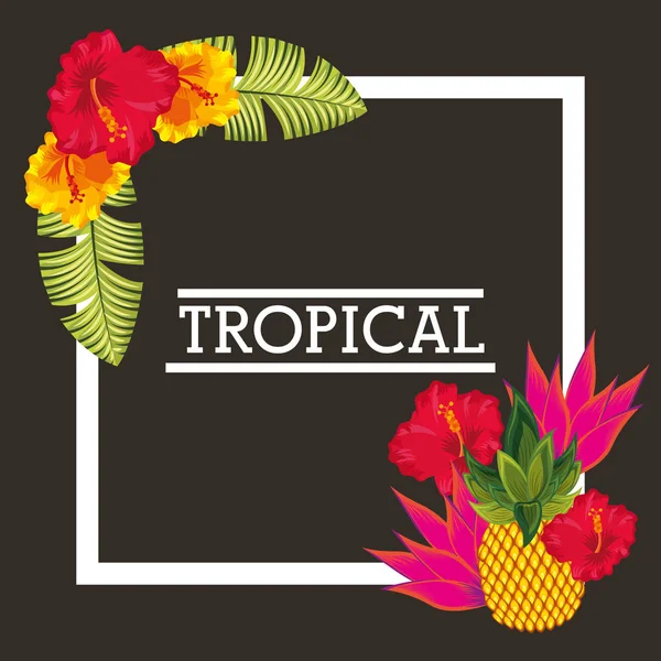 Tarjeta de hojas de piña flor tropical — Archivo Imágenes Vectoriales