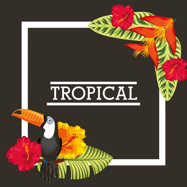 Fiore tropicale foglie carta animale — Vettoriale Stock