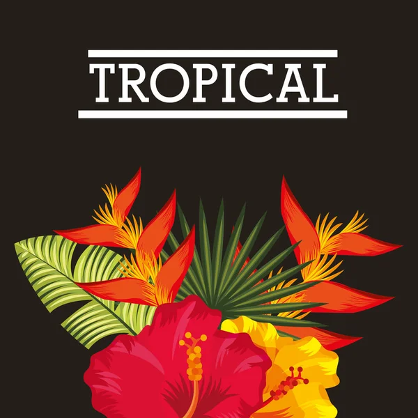 Tropical flower leaves card — стоковый вектор