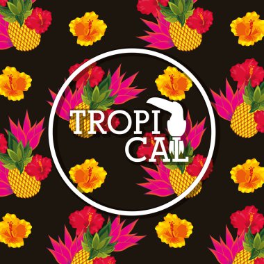 hayvan kartı tropikal çiçek yaprakları