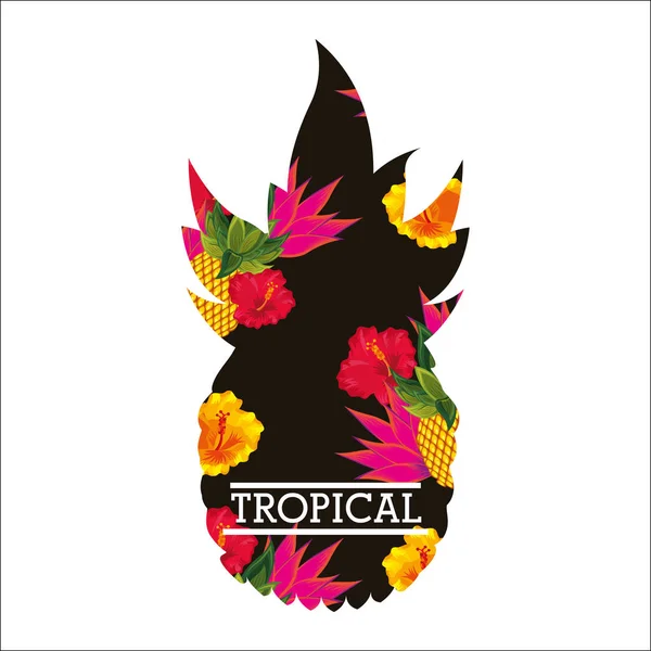Tropische Blume Blätter Fruchtkarte — Stockvektor