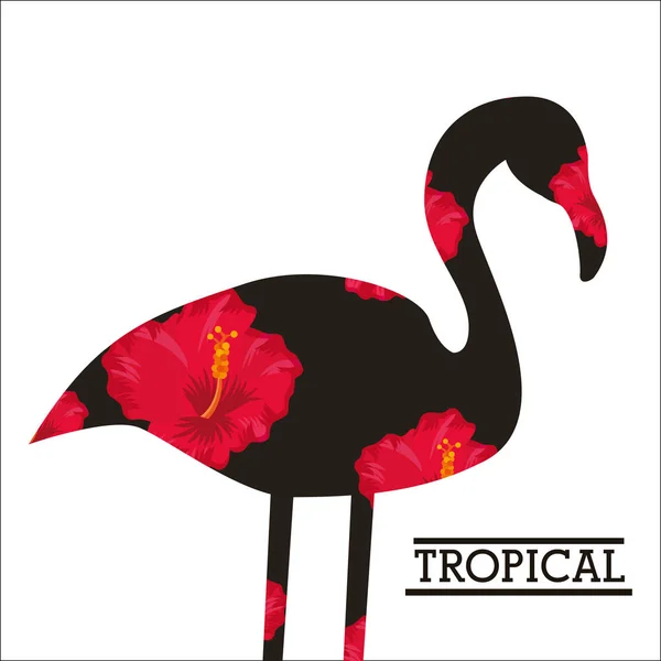 Tropische Blume Blätter Tier Karte — Stockvektor