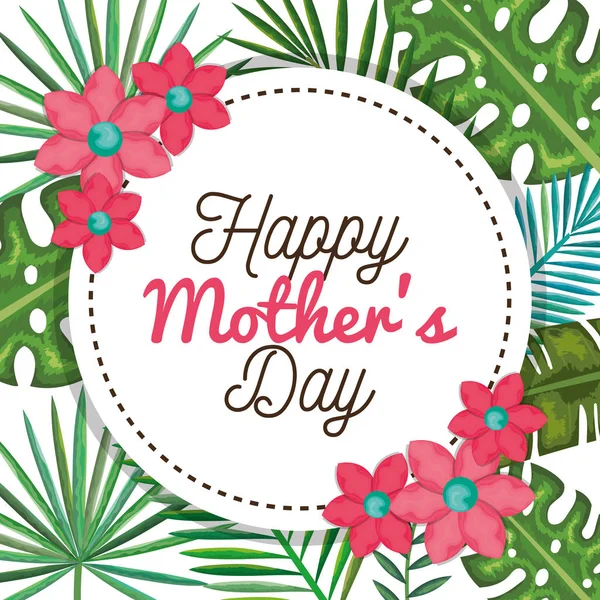 Carte heureuse fête des mères avec décoration florale — Image vectorielle