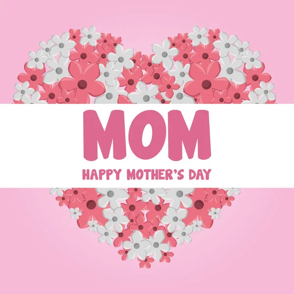 Çiçekli mutlu anneler günü kartı. — Stok Vektör