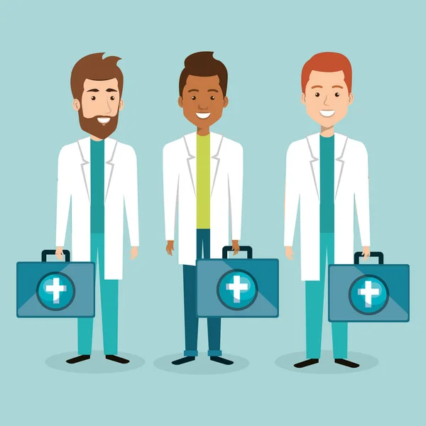 Grupo de personal médico con personajes del kit — Vector de stock