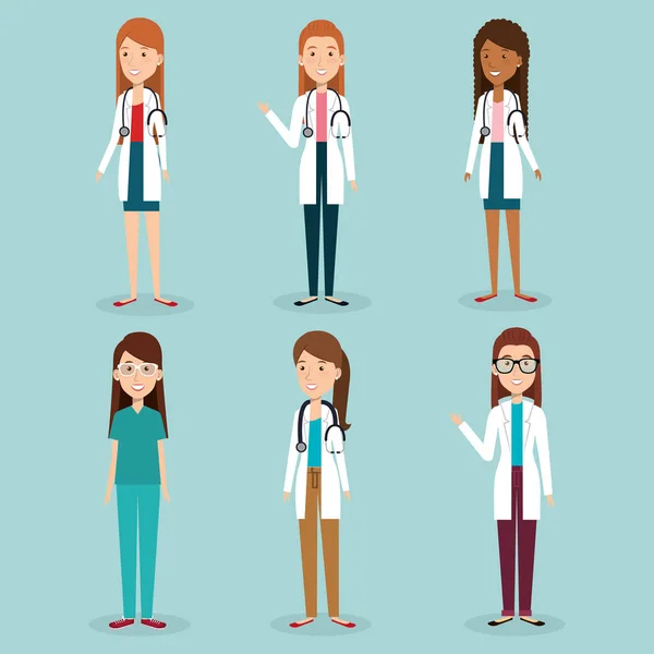 Group of medical staff characters — Stock Vector