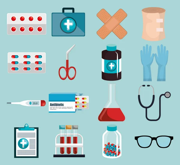 Éléments médicaux ensemble icônes — Image vectorielle
