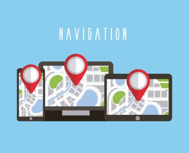 navigasyon gps harita üzerinde ekran ile dijital cihazlar