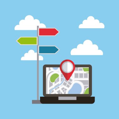 İşaretçi ve tabelasını navigasyon dizüstü harita ekran uygulama