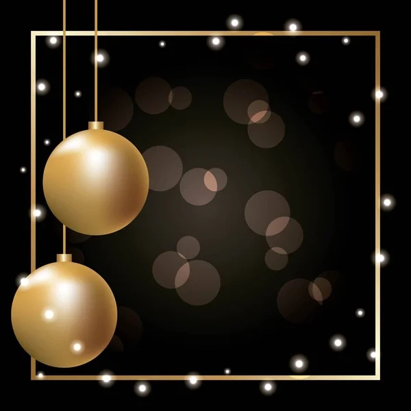 Guldbollen dekoration ram glödande dekoration festliga — Stock vektor