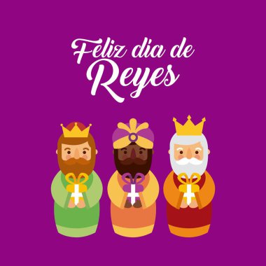 İsa'ya feliz dia de los reyes üç sihirli Kral getirmek sunar