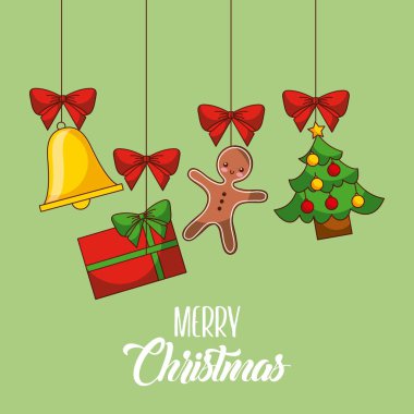 neşeli Noel kartı gingerman hediye ağaç çan dekorasyon parti asılı
