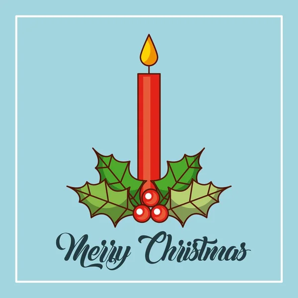 Frohe Weihnachten Kerzen brennen Stechpalme Dekoration — Stockvektor