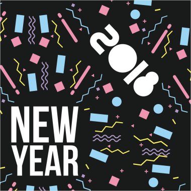 Yeni yıl 2018 kartı davetiye tatil renkli resimler ve koyu arka plan