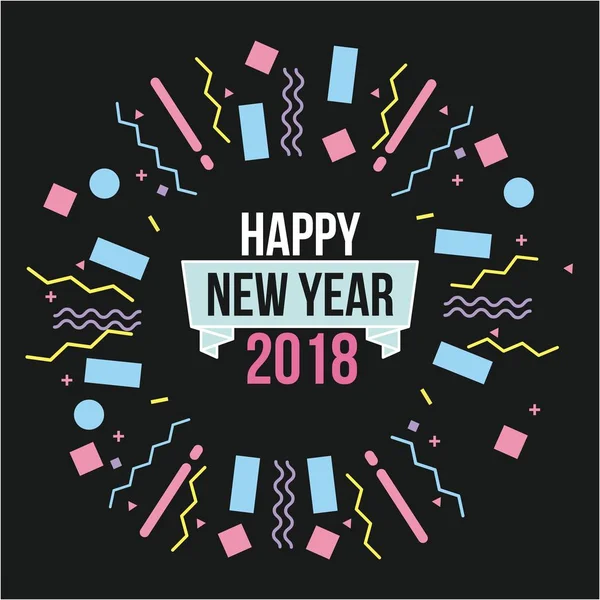 Feliz año nuevo 2018 tarjeta de felicitación banner celebración — Vector de stock