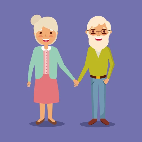 Милая пара старуха и мужчина бабушка и дедушка милые — стоковый вектор