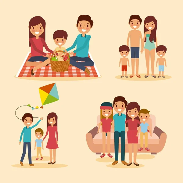 Zestaw rodzinny differents aktywności — Wektor stockowy