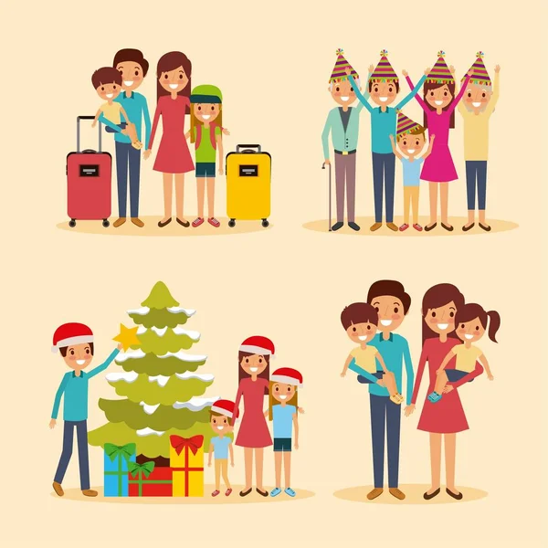 Conjunto de diferentes actividades familiares — Vector de stock