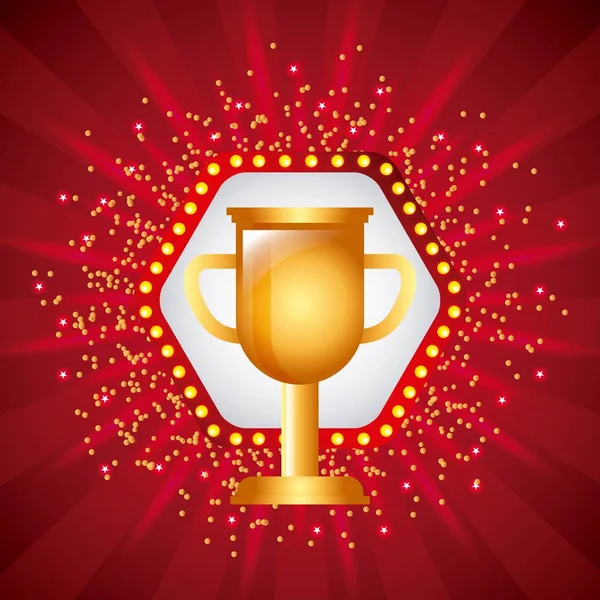 Golden trophy cup award prize icon — Stock Vector