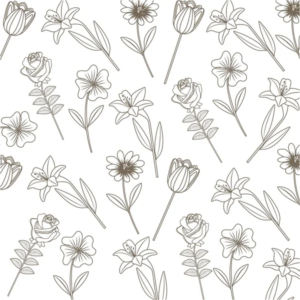 Dibujo flores decoración patrón — Vector de stock