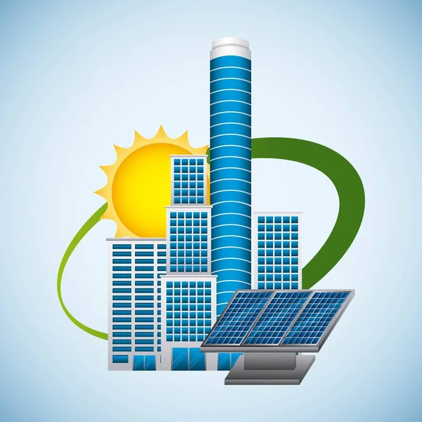 パネル太陽環境を構築-クリーン エネルギー — ストックベクタ