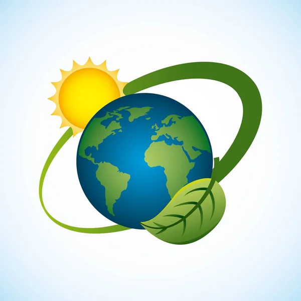 Planet world sun energy environment clean — Stock Vector