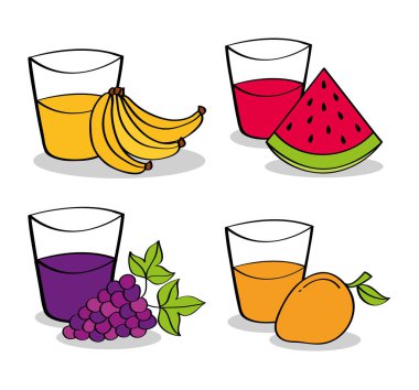 koleksiyon meyveler ve meyve suları üzüm karpuz muz ve mango