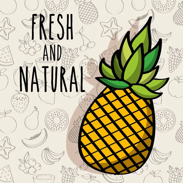 Свежие и натуральные фрукты ананас диеты фон — стоковый вектор