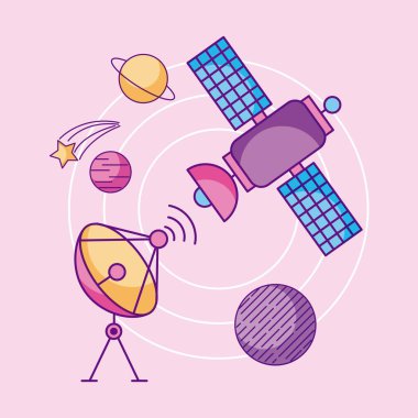 Evren gökada yolculuk ve teknoloji alanı simgeleri