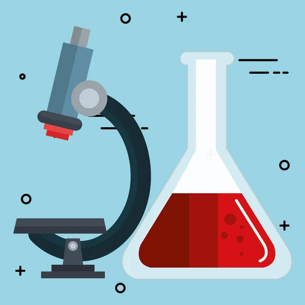 Microscoop medische met reageerbuis — Stockvector