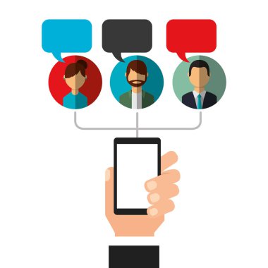 insanlar sosyal medya telefon kabarcıklar konuşmak tutan el