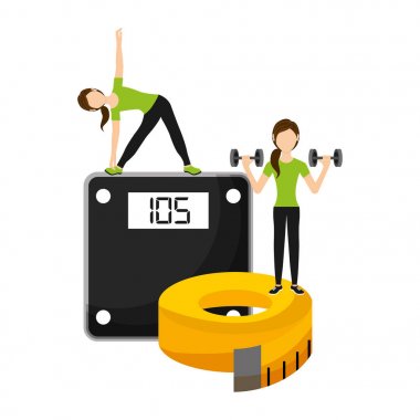 atletik kadınların spor ağırlık ölçek ve teyp ölçme