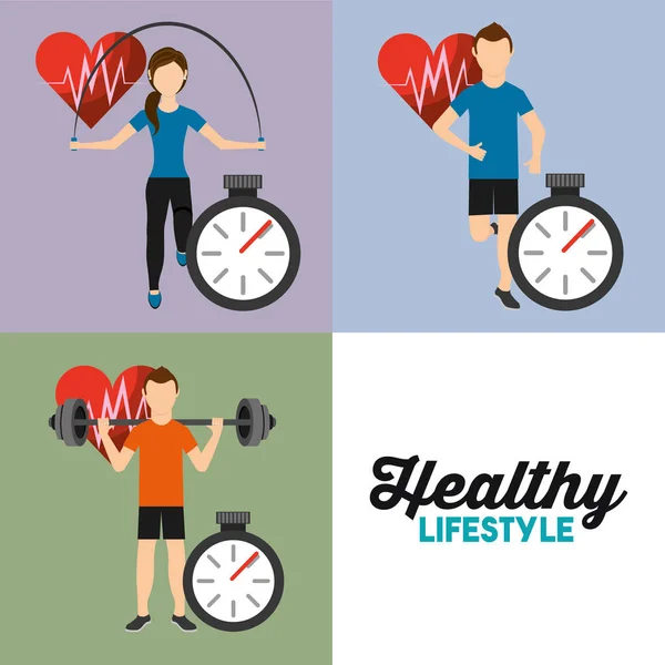 set people sport athletic heart rate and  chronometer healthy lifestyle