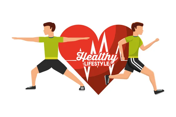 Puls man och kvinna sport aktivitet hälsosam livsstil — Stock vektor