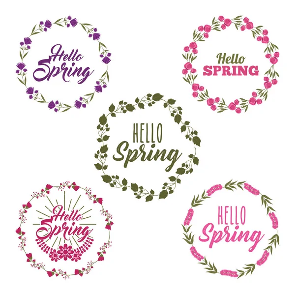 Beauty floral labels hello spring collection — Stock Vector