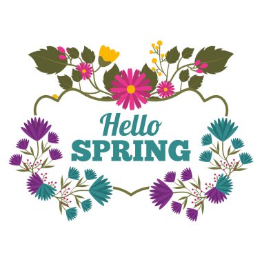 tebrik kartı romantik etiket Merhaba bahar çiçek dalları dekorasyon ile