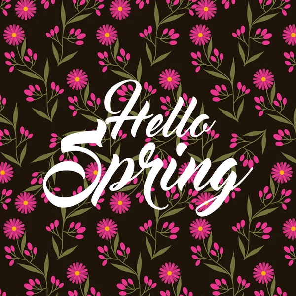 Pink daisy květiny okvětní lístky Ahoj jaro černé pozadí — Stockový vektor