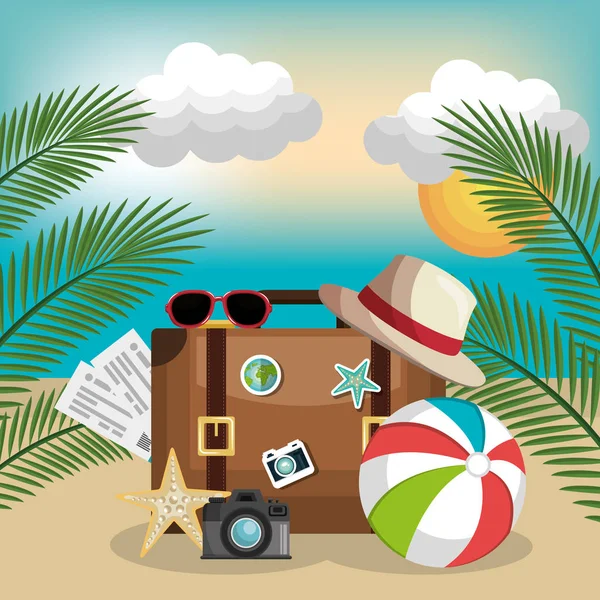 Zomer vacattions set pictogrammen — Stockvector