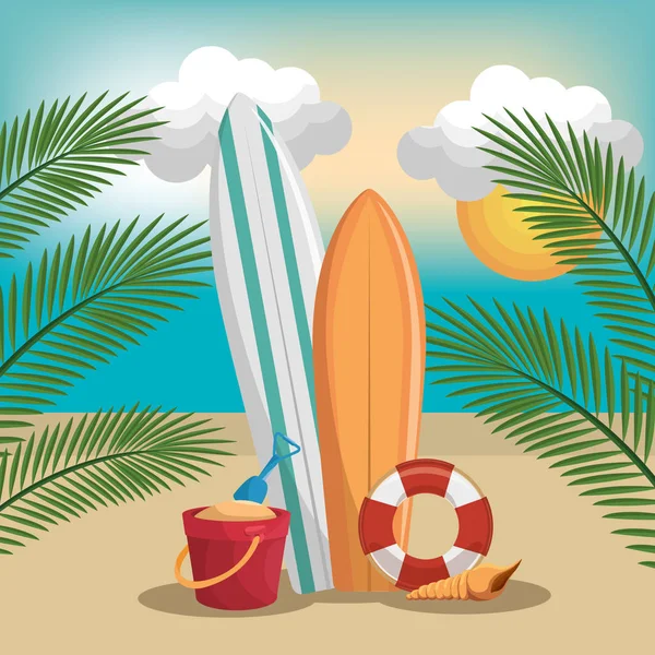 Summer vacattions set icons — Stock Vector