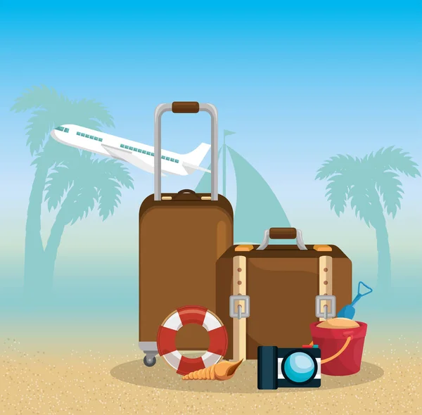 Zomer vacattions set pictogrammen — Stockvector