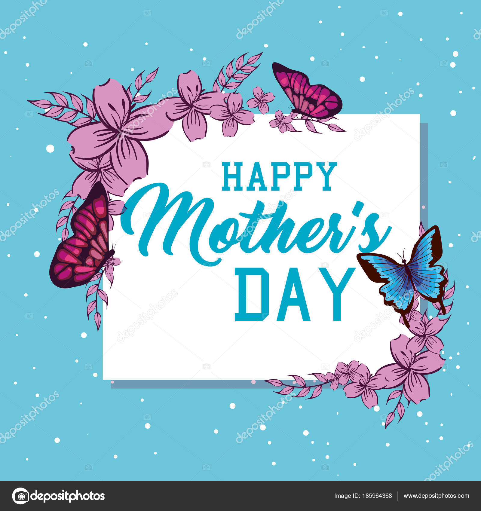 Поздравительная открытка ко Дню матери с цветочным украшением 