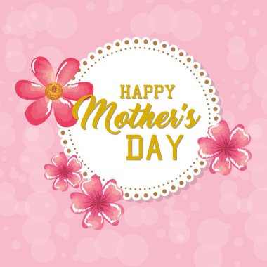 Çiçekli mutlu anneler günü kartı.