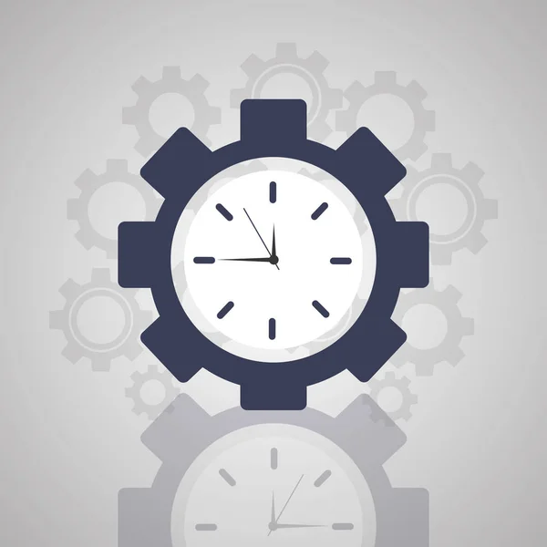 Tiempo reloj engranaje trabajo solución negocio — Vector de stock