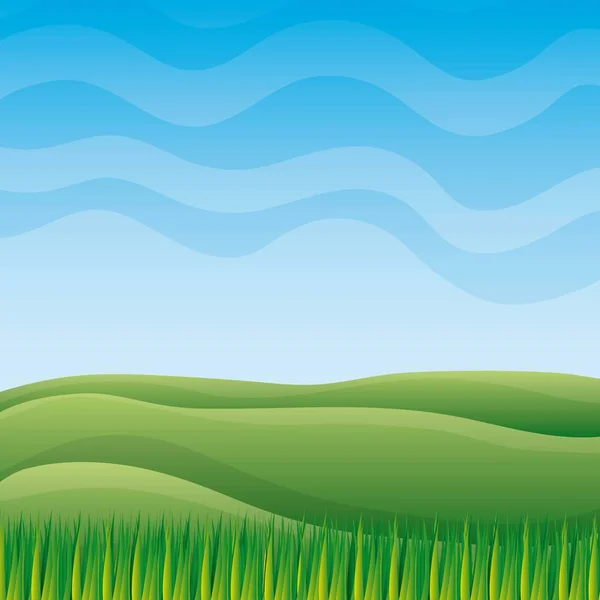 空の丘や草自然風景 — ストックベクタ