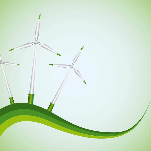 Groene energie windturbines generator — Stockvector