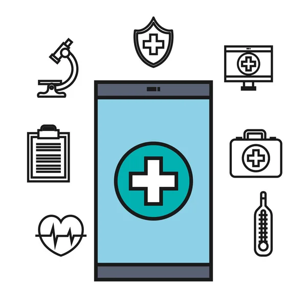 Smartphone medicinsk teknik app online-design — Stock vektor